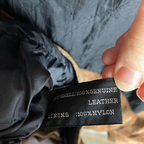 Vtg Pelle Jacket Mens Large Brown Leather Black Patches Retro Classic Biker - Picture 9 of 11